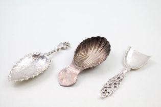 3 x Antique / Vintage .830 & .925 Sterling Silver Caddy Spoons (44g) // In antique / vintage