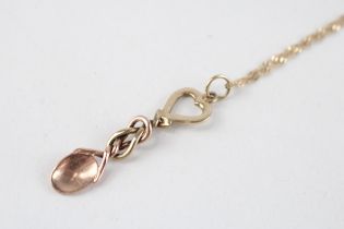 9ct gold welsh love spoon pendant & chain (3g)