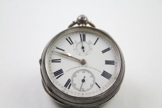 THOMAS RUSSELL .925 Silver Gents Vintage Up Down POCKET WATCH Key-wind WORKING // THOMAS RUSSELL .