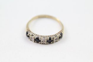 9ct gold sapphire & diamond half eternity ring (2.1g) Size P