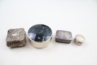 4 x Antique / Vintage Hallmarked .925 STERLING SILVER Pill / Trinket Boxes (85g) // In antique /