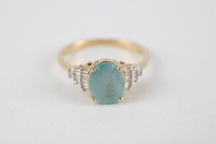 14ct gold blue gemstone & diamond dress ring (3.8g) Size T