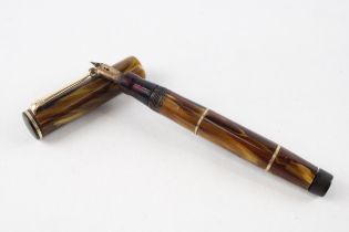 Vintage MABIE TODD Swan Leverless Brown Fountain Pen w/ 14ct Gold Nib WRITING // Dip Tested &