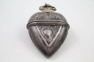 Antique .880 Silver Novelty Heart Shaped Vinaigrette (29g) // Stamped - AMP Height - 6.5cm XRF