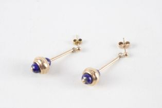 9ct gold lapis drop earrings (2.7g)