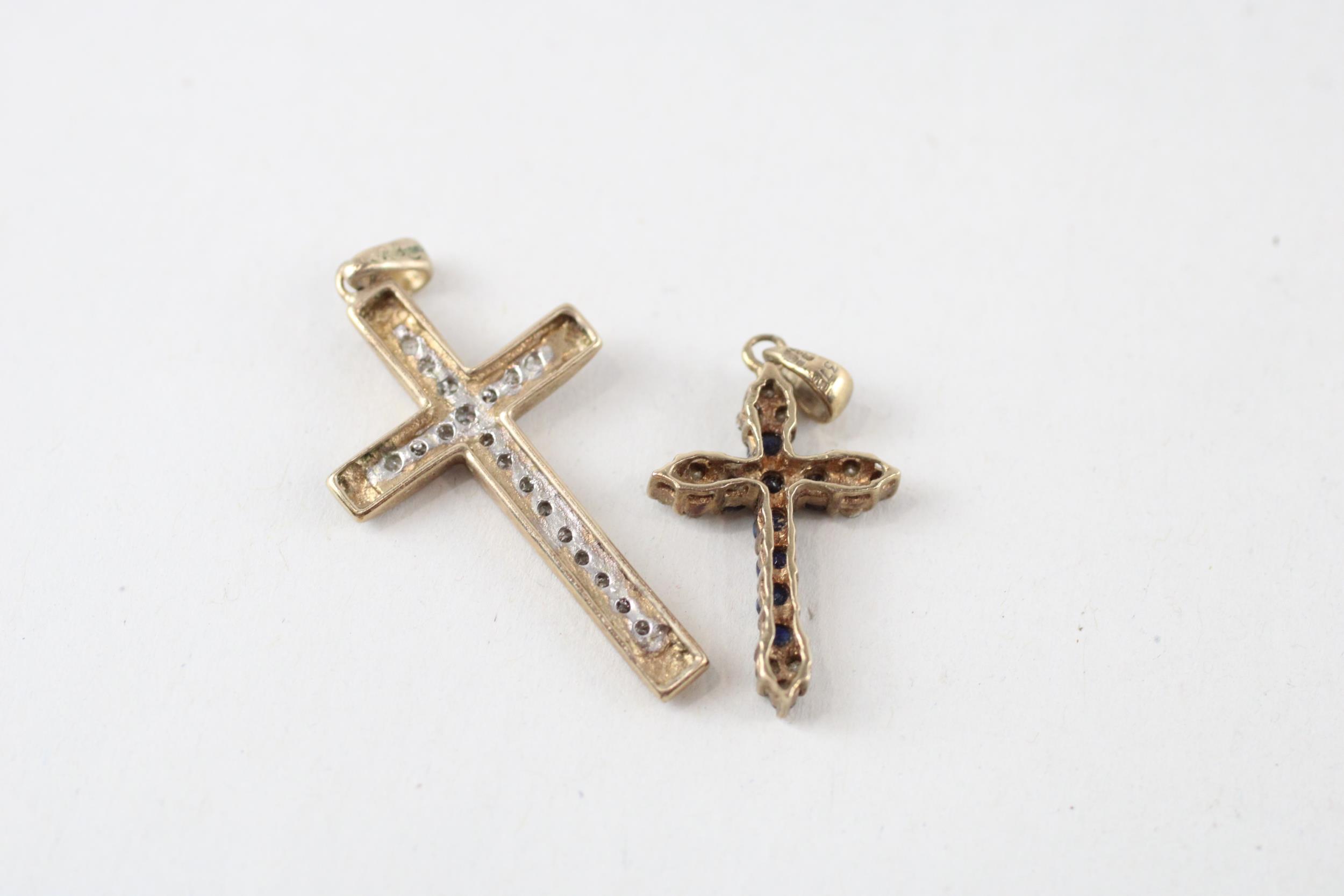 2 x 9ct gold diamond cross pendants (2.6g) - Image 4 of 4