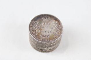 Antique 1903 .950 Silver Edward VII India One Rupee Coin Detailed Pill Box (44g) // XRF TESTED FOR