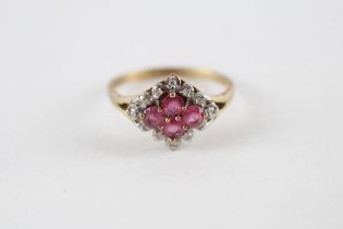 9ct gold ruby & diamond dress ring (2g) Size O