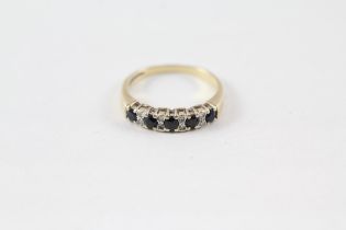9ct gold sapphire & diamond half eternity ring (2.3g) Size O