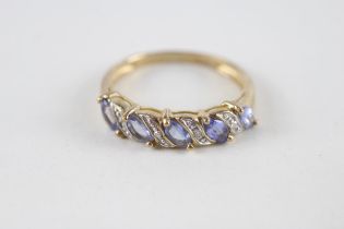 9ct gold tanzanite & diamond ring (2.3g) Size P