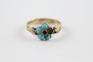 18ct gold turquoise set in 9ct gold ring (as seen) (2.2g) Size L + L