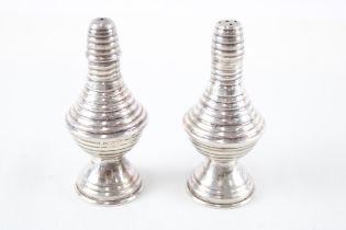 Antique .925 Sterling Silver Ribbed Cone Shaped Salt & Pepper Shakers (70g) // XRF TESTED FOR PURITY