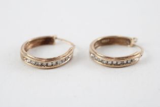 9ct gold diamond hoop earrings (4.2g)