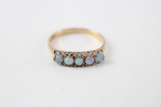 9ct gold opal five stone ring (1.8g) Size Q