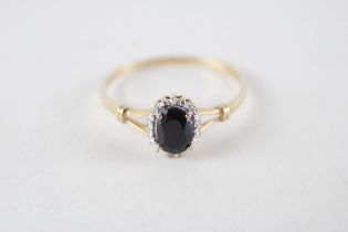 9ct gold sapphire & diamond cluster ring (1.5g) Size W