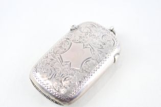 Antique Victorian 1898 Sheffield Sterling Silver Vesta / Match Case (34g) // w/ Blank Cartouche