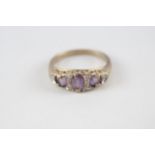 9ct gold amethyst & diamond ring (3g) Size O