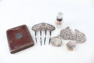 6 x Antique / Vintage Hallmarked .925 Sterling Silver Ladies Vanity (211g) // Inc Cherub Buckle,