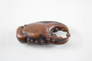 Antique / Vintage Novelty Brass Lobster Claw Vesta / Match Case (20g) // Length - 6.2cm In antique /