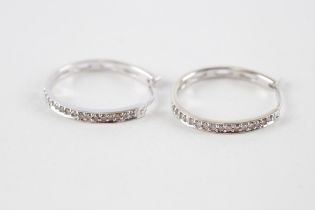 9ct white gold diamond hoop earrings (2.8g)