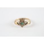 10ct gold emerald & diamond claddah ring (2g) Size J