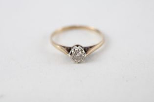 9ct gold round brilliant cut diamond single stone ring (1g) Size J