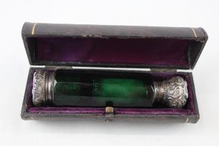 Antique Victorian .800 Continental SILVER & Glass Double Ended Scent Bottle 60g // XRF TESTED FOR