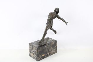 Vintage bronze long jump ornament / award w/ marble base // Please see photographs