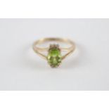 9ct gold peridot & diamond dress ring (2.4g) Size N