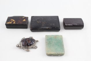 Snuff Boxes & Matchbook Vesta Inc Antique Tortoise Shell - Shagreen Etc x 5 // Snuff Boxes &