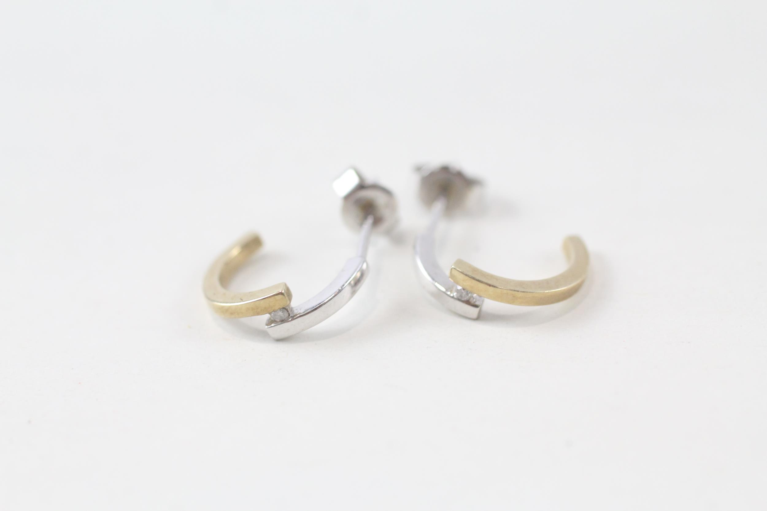 2x 9ct gold diamond & black gemstone earrings (2.6g) - Image 3 of 5