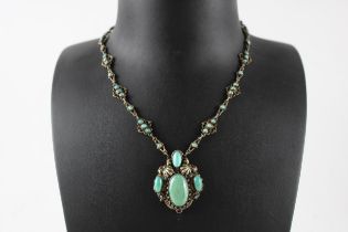 A silver antique Austro-Hungarian gemstone set necklace (31g)