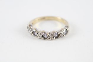 9ct gold tanzanite & diamond half eternity ring (2.6g)