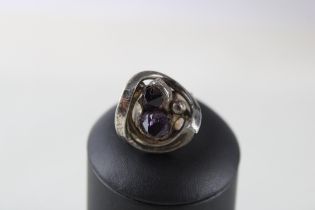 A silver plated mid century modernist ring by Erik Dennung, Denmark (18g)