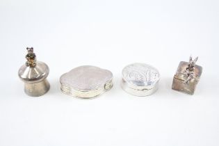 4 x .925 sterling pill / trinket boxes // Please see photographs