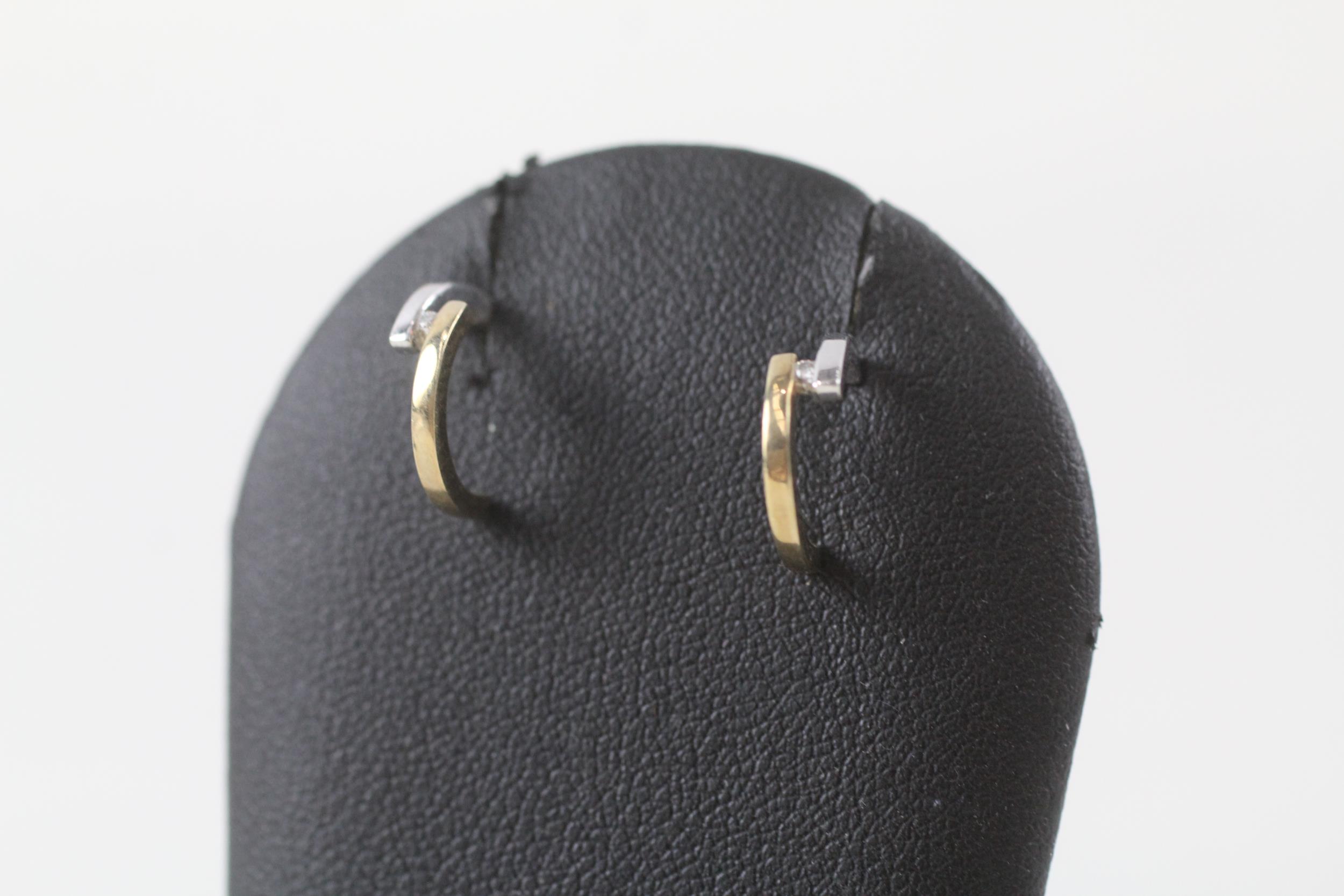 2x 9ct gold diamond & black gemstone earrings (2.6g) - Image 2 of 5