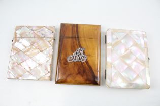 3 x Antique / Vintage Calling Card Cases Inc Mother of Pearl, .925 Sterling // In antique /