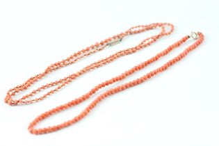 2x 9ct gold coral necklaces (14.2g)