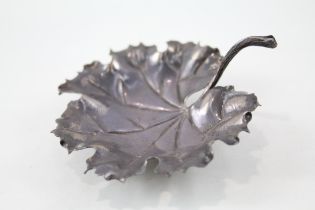 BUCCELLATI Stamped .925 Sterling Silver Leaf Pin / Trinket Dish (43g) // Diameter - 9cm In