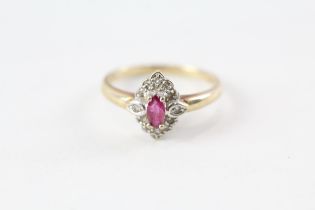 9ct gold ruby & diamond dress ring (2.7g) Size R