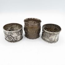 3 x Antique Hallmarked .925 Sterling Silver Napkin Rings Inc Victorian (100g) // In antique