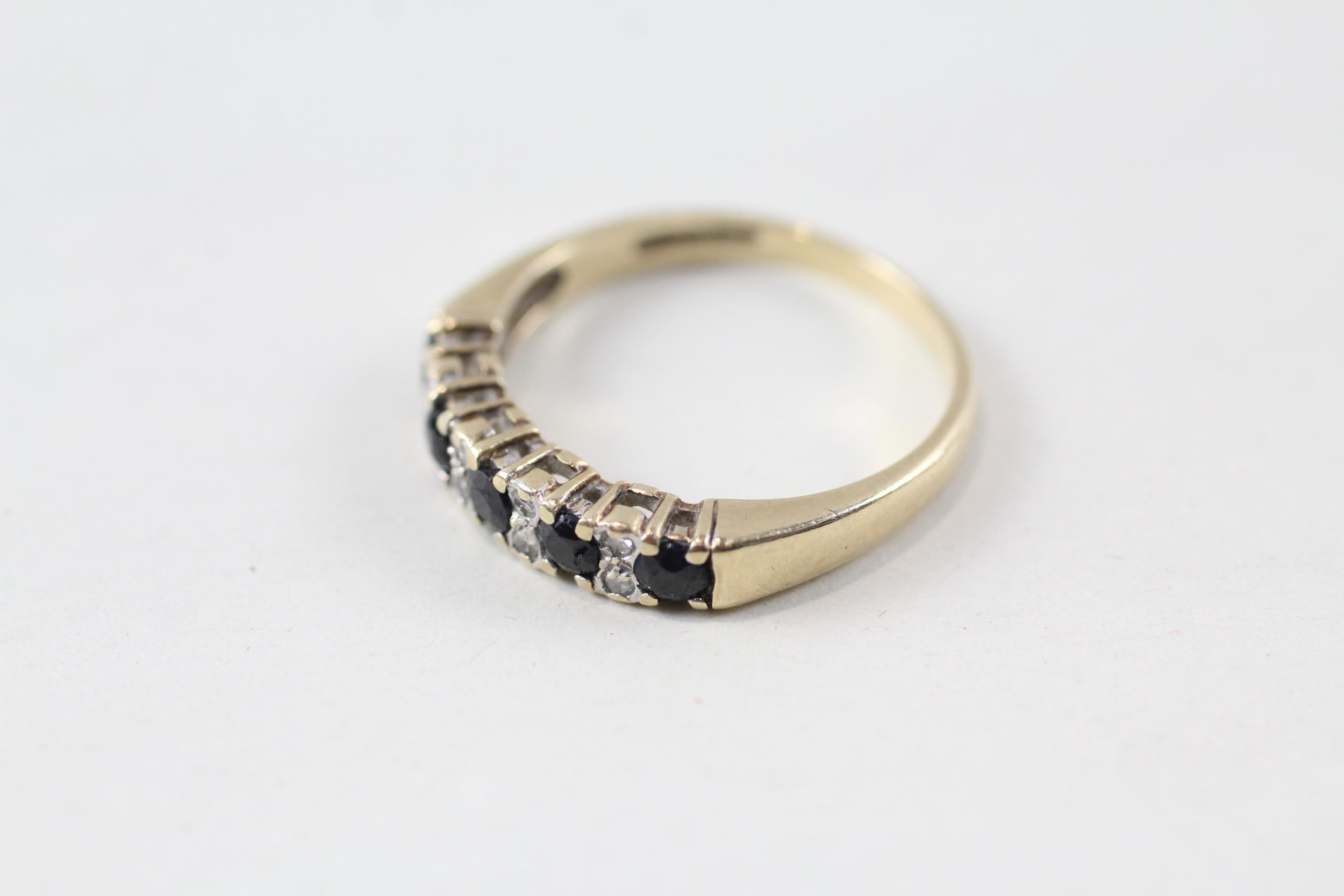 9ct gold sapphire & diamond half eternity ring (2.3g) Size O - Image 2 of 4