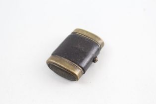 Antique Novelty Brass Trick / Prank Vesta Case Hidden Pin In Button Prick Finger // Antique