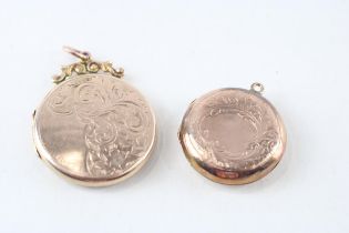 2 x 9ct gold back & front locket pendants (10.9g)
