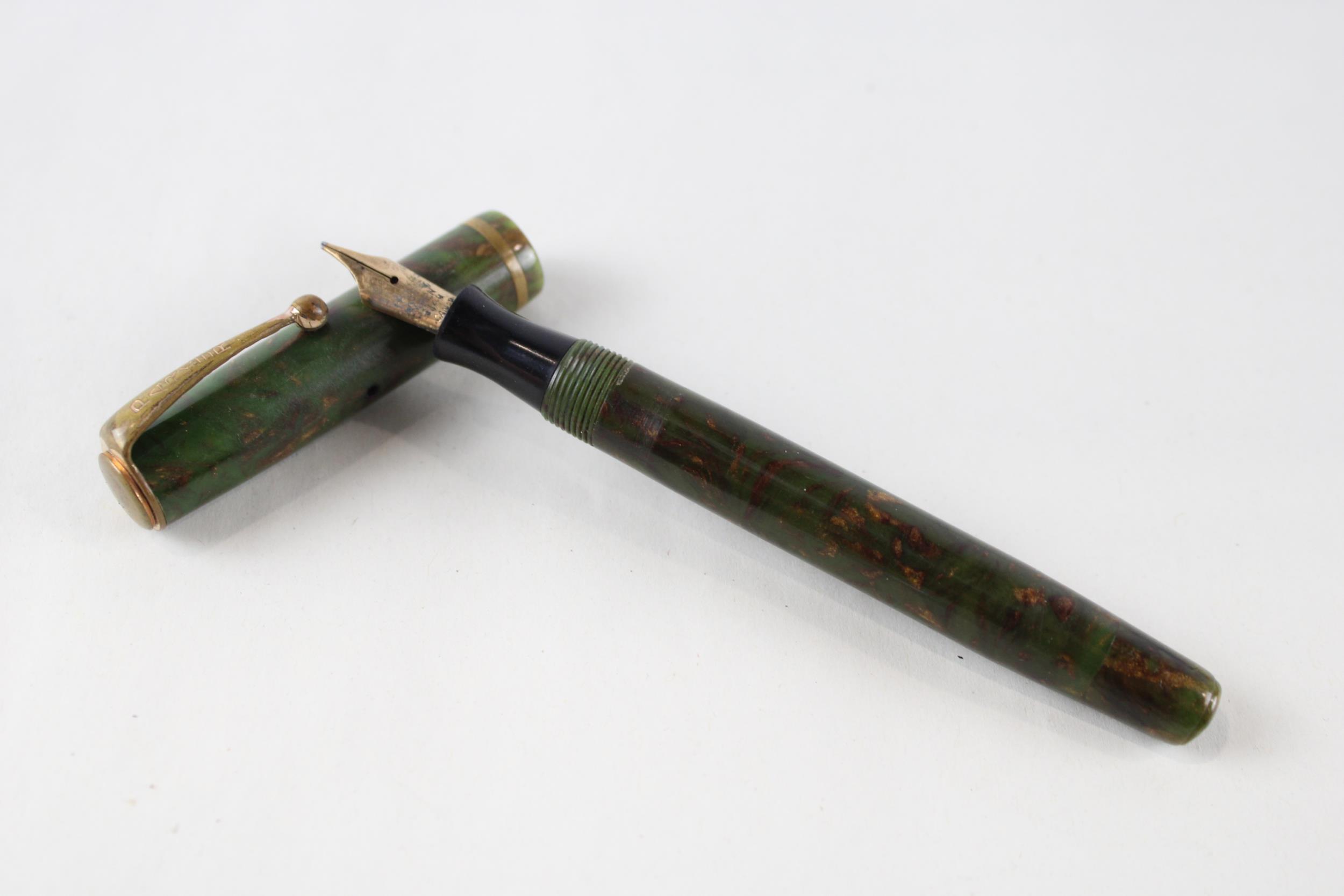 Vintage PARKER Moderne Green FOUNTAIN PEN w/ 14ct Gold Nib WRITING // Dip Tested & WRITING In