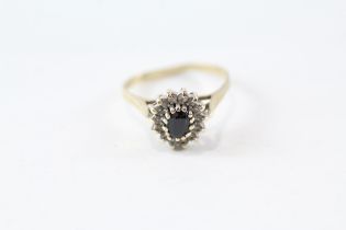 9ct gold sapphire & diamond cluster ring (2.1g) Size O