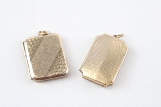 2 x 9ct gold back & front locket pendants (11.1g)