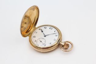 Gents Military Interest Rolled Gold Full Hunter Pocket Watch Hand-wind WORKING // Gents Military