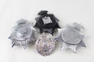 4 x Police Helmet Plates Inc. Kings Crown City Of Bath & East Suffolk Etc // 4 x Police Helmet