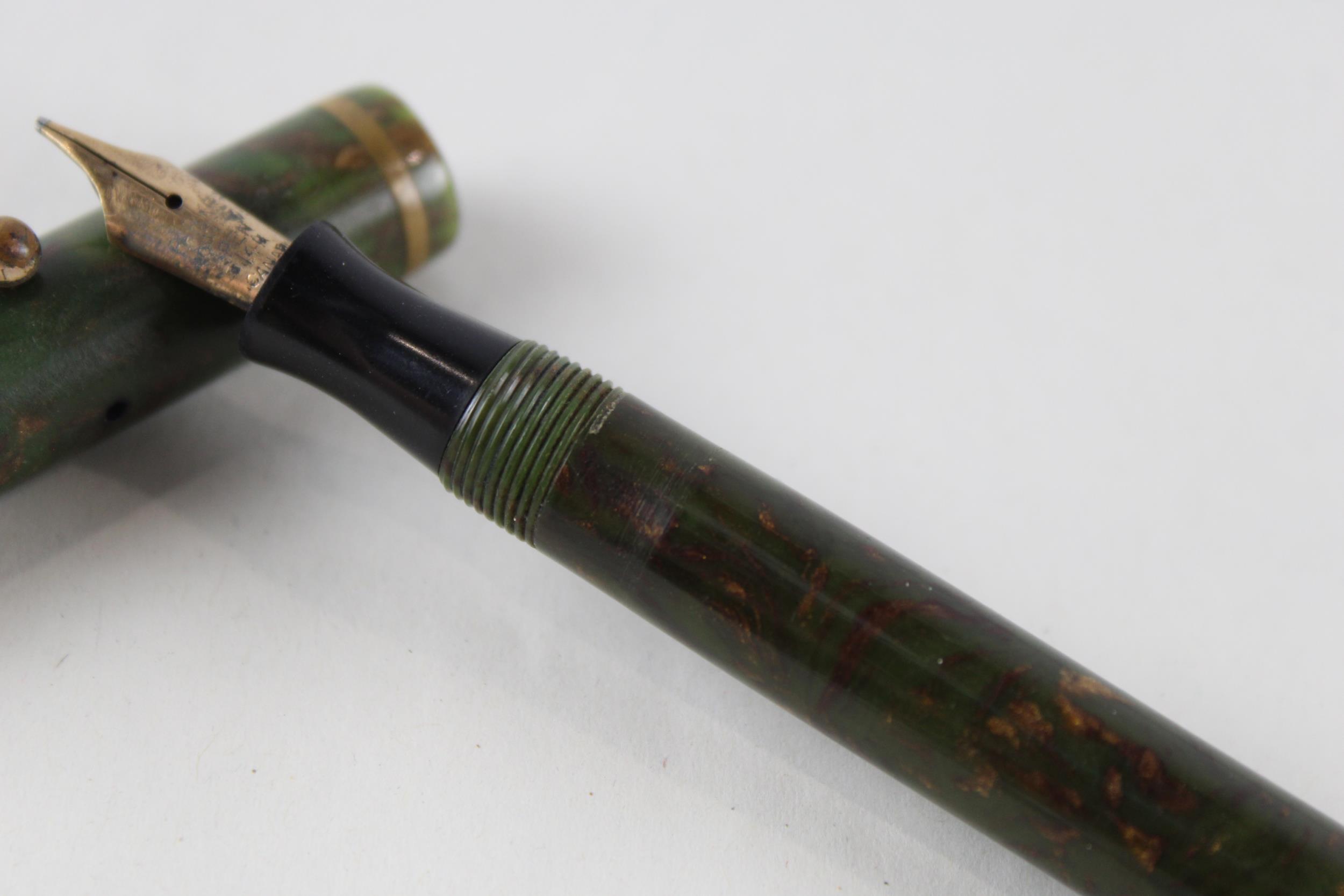 Vintage PARKER Moderne Green FOUNTAIN PEN w/ 14ct Gold Nib WRITING // Dip Tested & WRITING In - Image 3 of 4